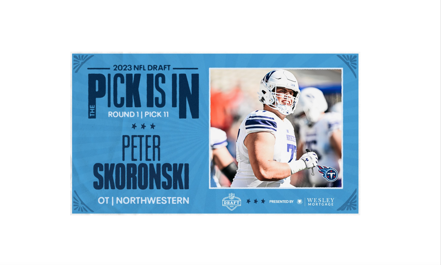 Titans Select Peter Skoronski at No. 11 in NFL Draft